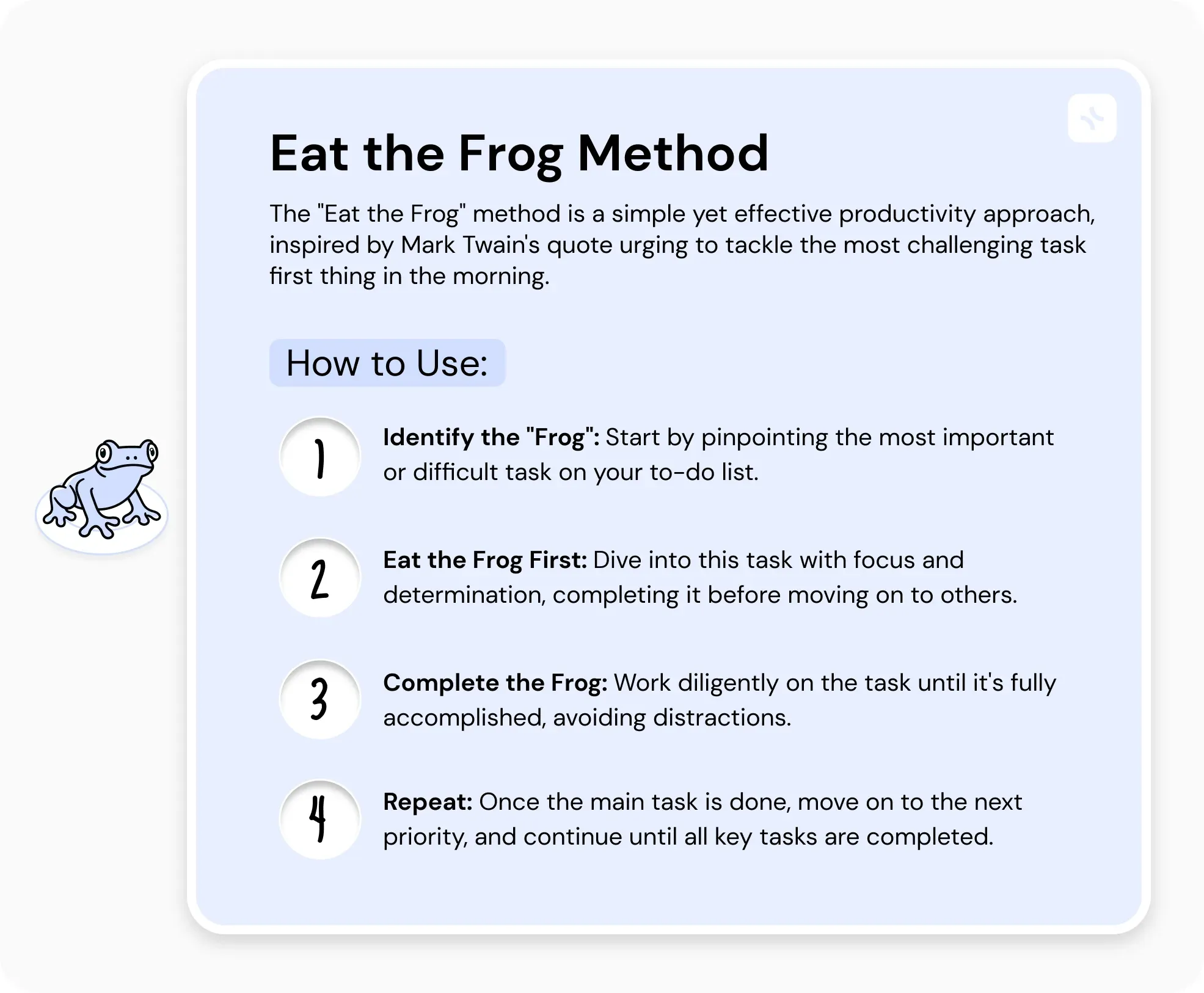3. Eat the frog method — illustration