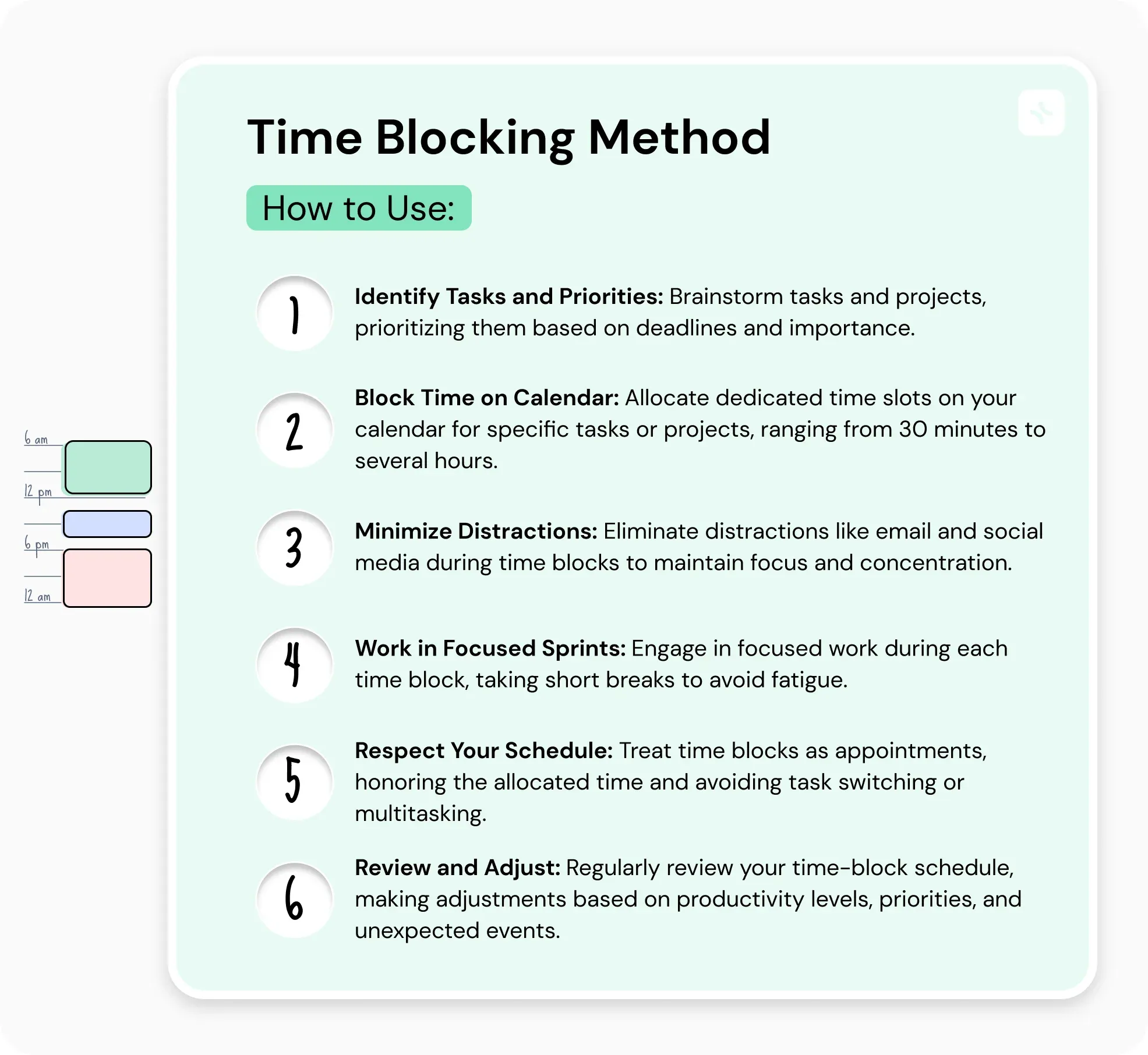 7. Time Blocking method — illustration