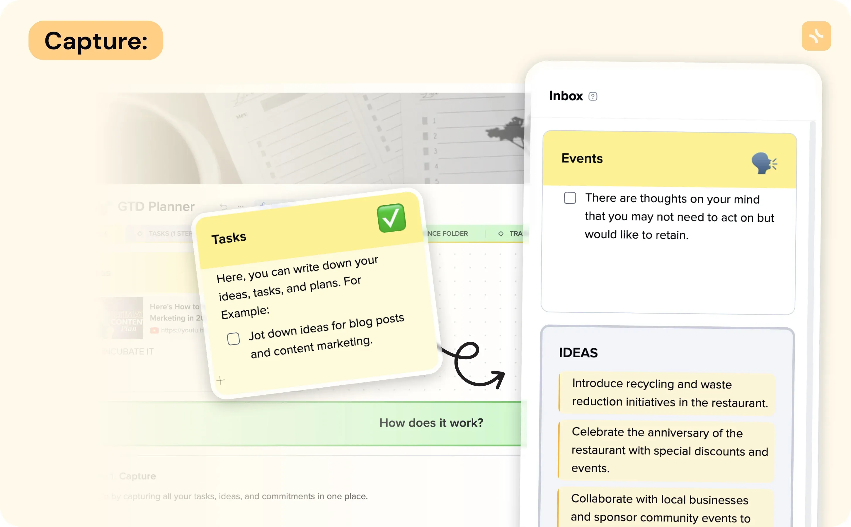 Step-by-step GTD method practice — illustration