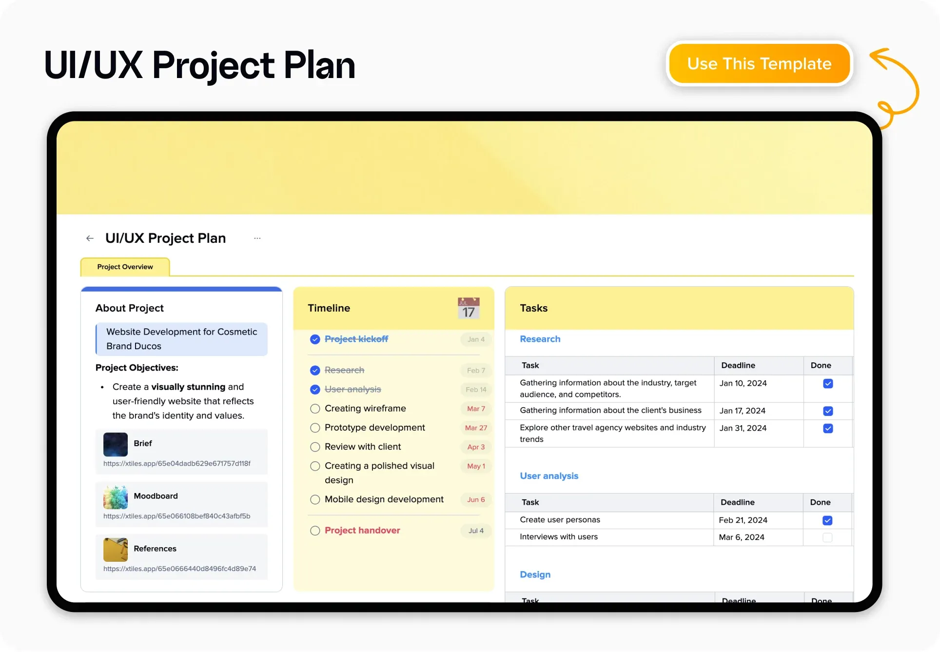 List of xTiles digital planner templates for managers — illustration