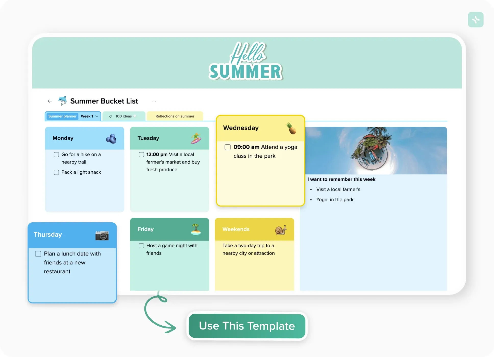 Summer goals to spend perfect time and grow — illustration