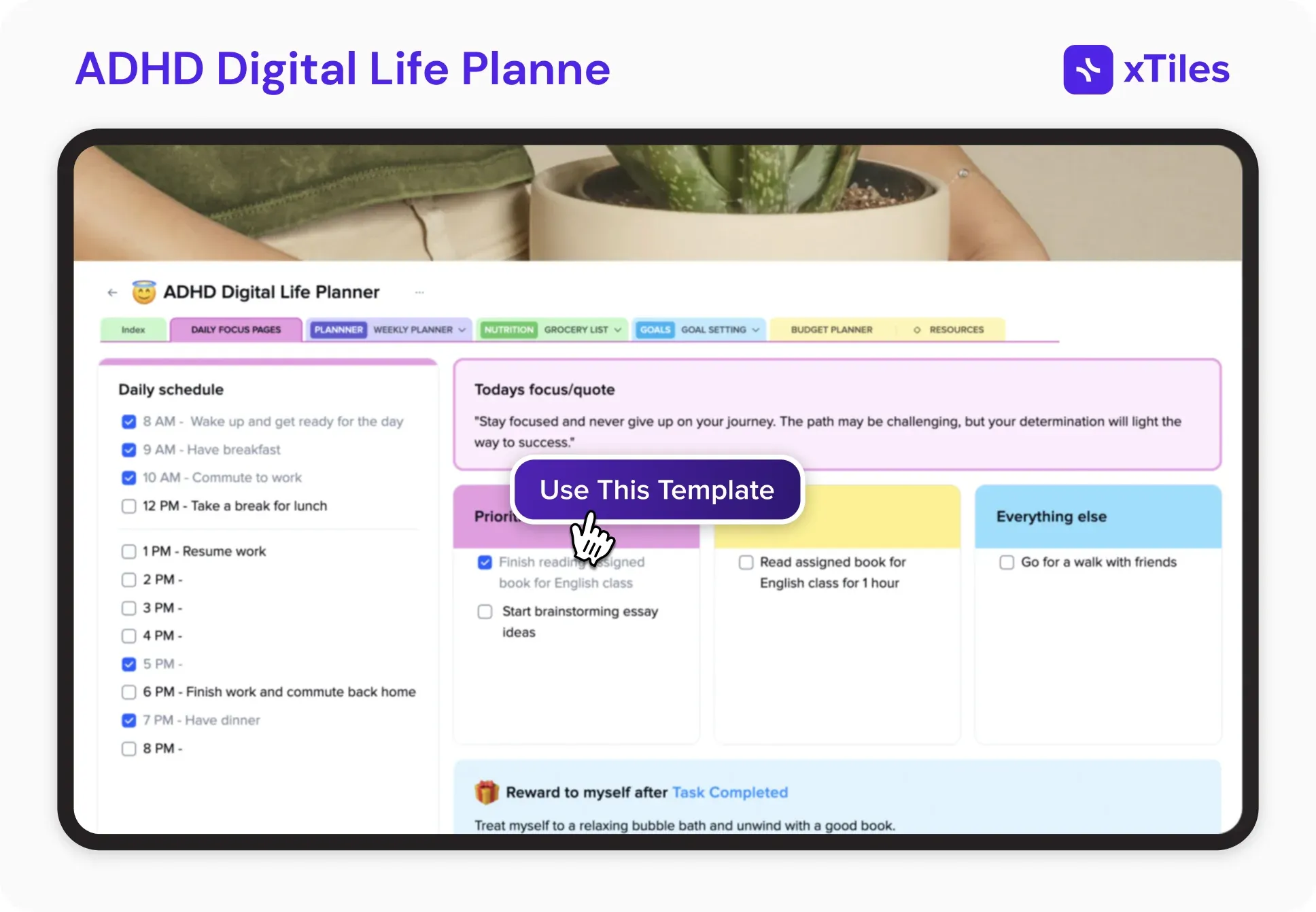 xTiles ADHD Digital Life Planner — illustration