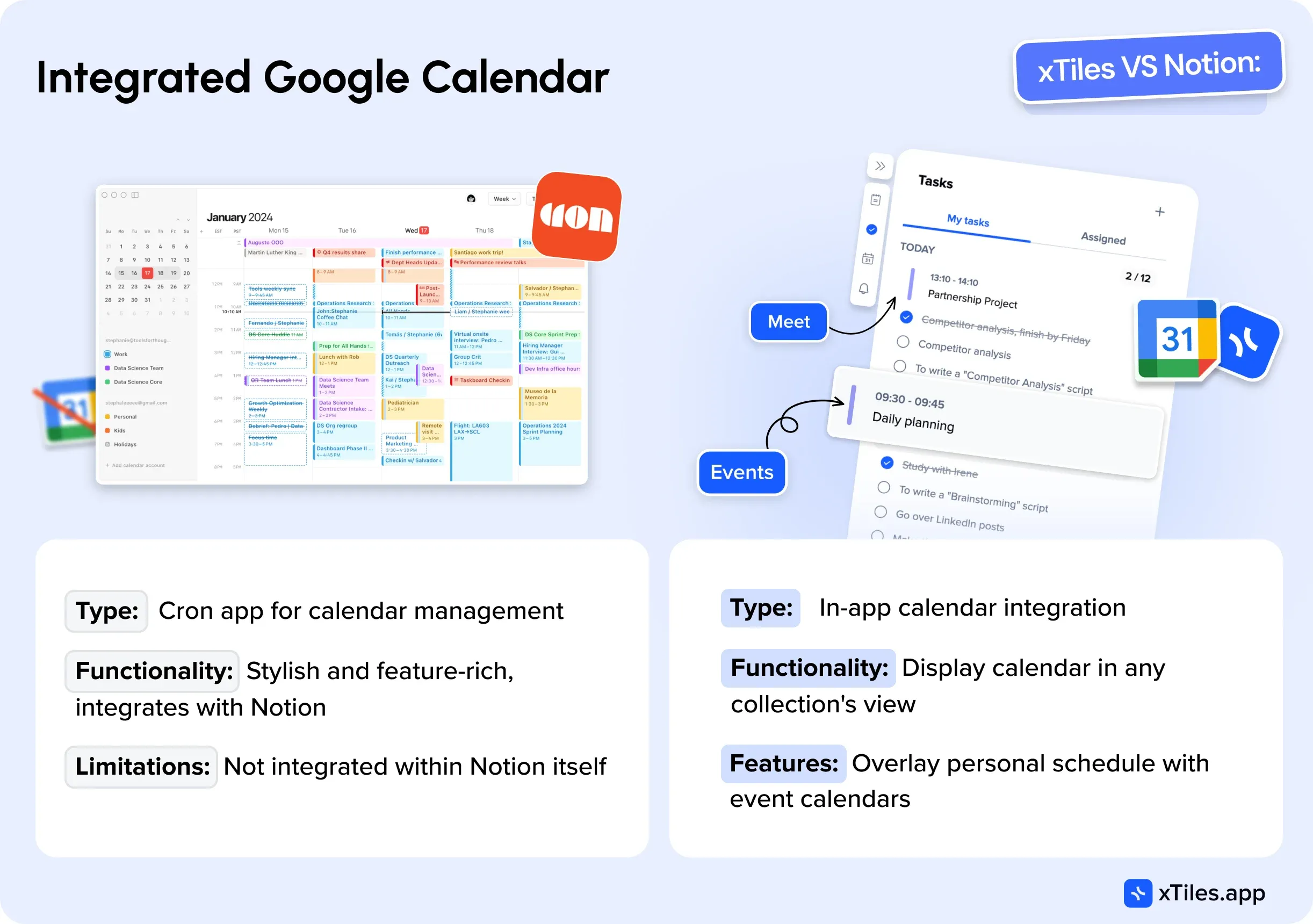 Integrated Google Calendar — illustration