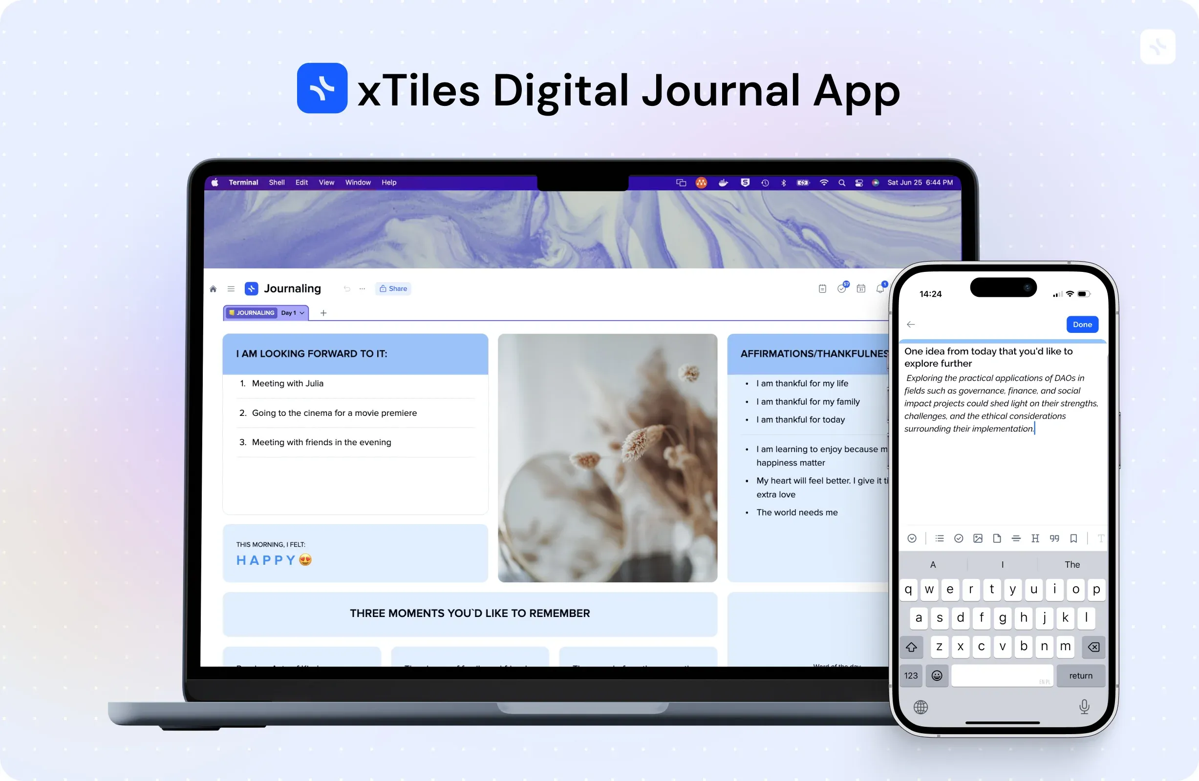 xTiles Digital Journal App — illustration