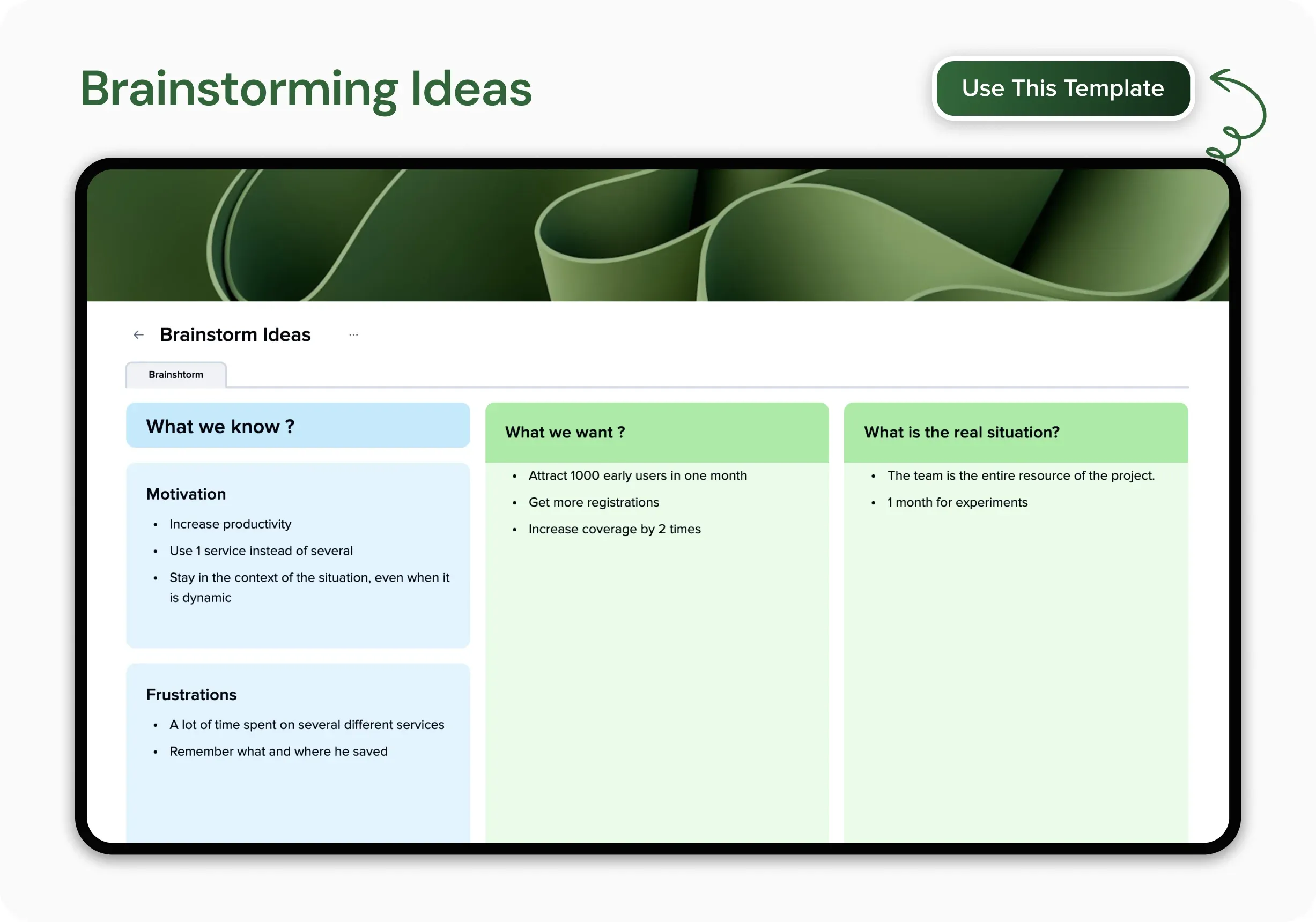 2. Brainstorming template for your ideas — illustration