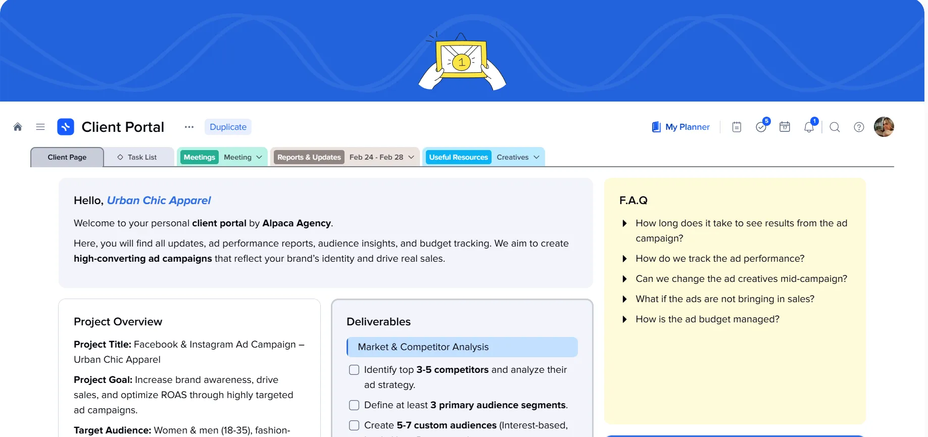Client portal template — illustration