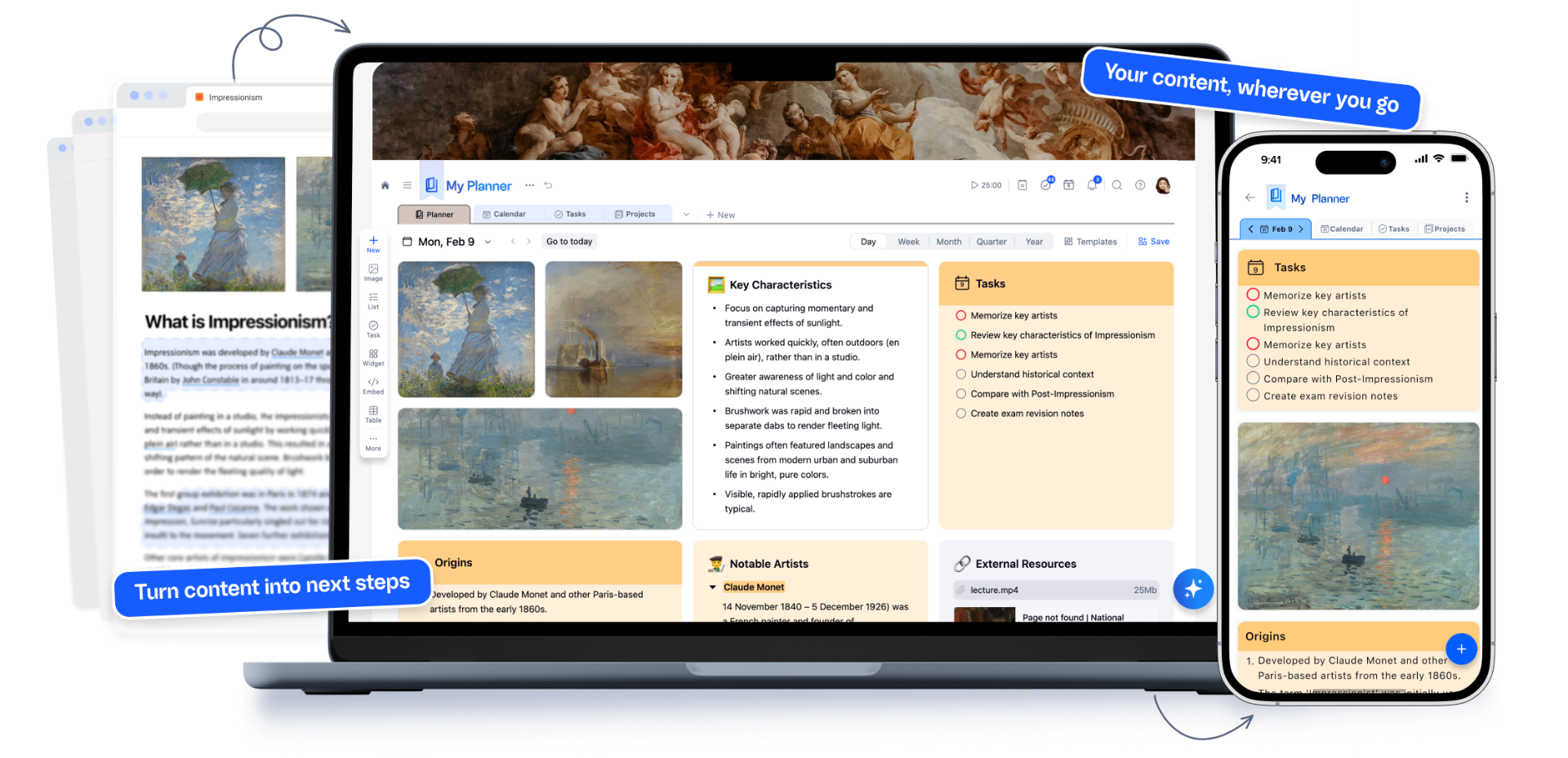 Your clipped content becomes part of your workspace